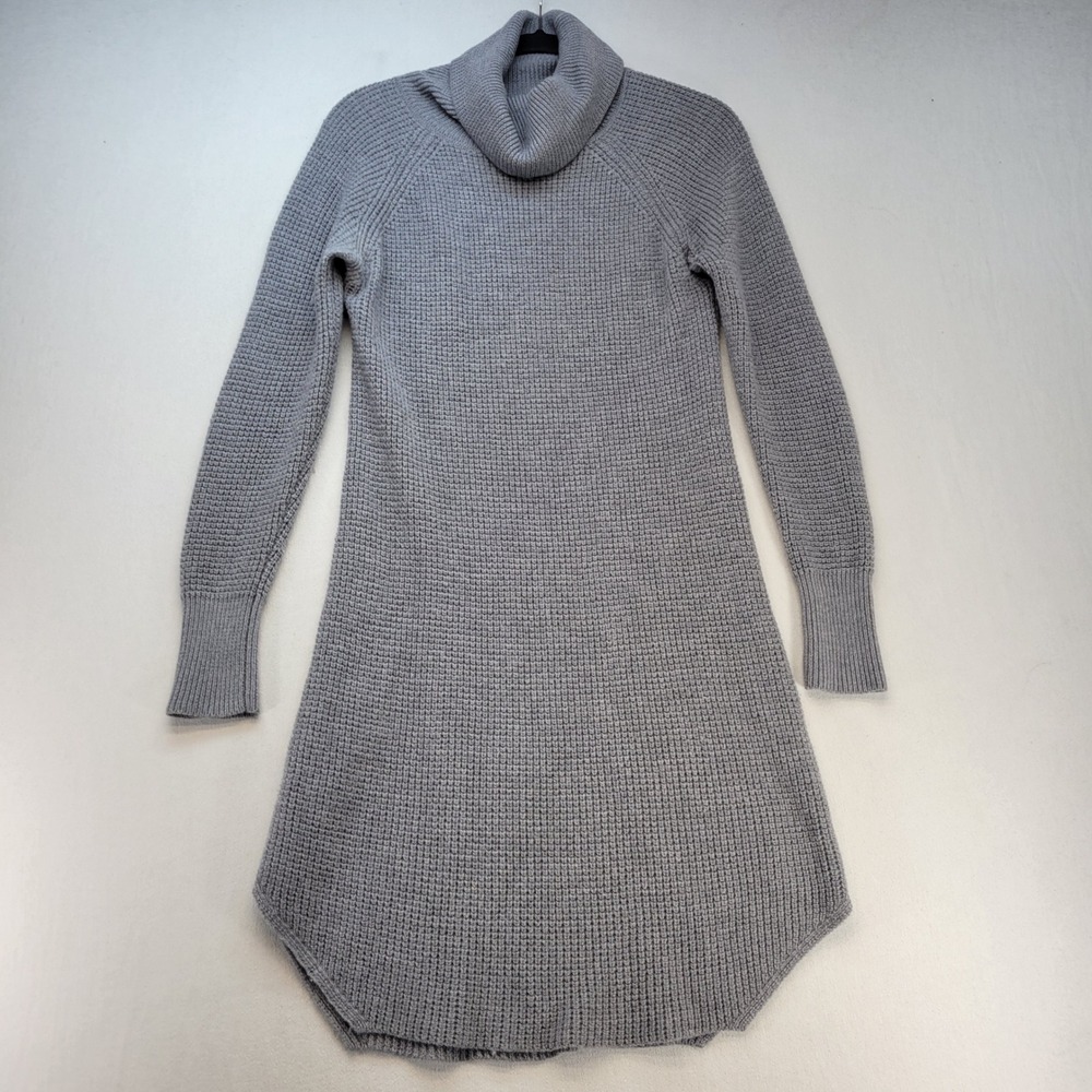 Wilfred Free Sweater Dress Women Small Gray Turtleneck Merino Wool Waffle Knit